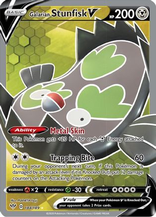 Galarian Stunfisk V (Full Art) 184/189 - Holofoil SWSH03 Darkness Ablaze - Ultra Rare