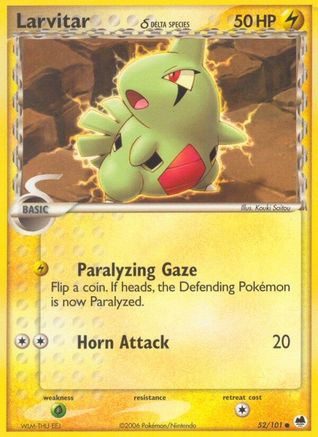 Larvitar (Delta Species) 052/101 - Reverse Holofoil Dragon Frontiers - Common