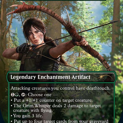 Bow of Nylea (SLD-1504) - Secret Lair Drop / The Grim Whisper: (enchantment) (Borderless) Foil