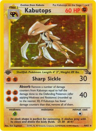 Kabutops (9) 009/62  - 1st Edition Holofoil Fossil - Holo Rare