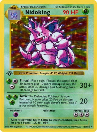 Nidoking 011/102  - 1st Edition Holofoil Base Set Shadowless - Holo Rare