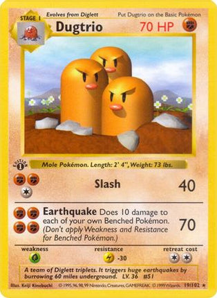 Dugtrio 019/102  - Unlimited Base Set Shadowless - Rare