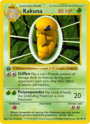 Kakuna 033/102  - Unlimited Base Set Shadowless - Uncommon