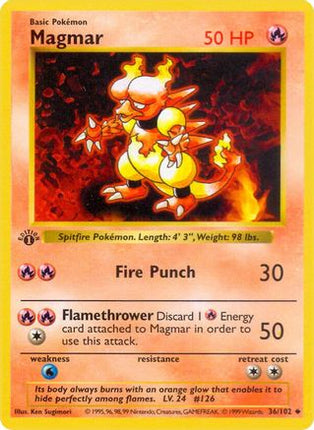 Magmar 036/102  - Unlimited Base Set Shadowless - Uncommon