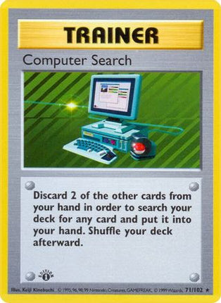 Computer Search 071/102  - 1st Edition Base Set Shadowless - Rare