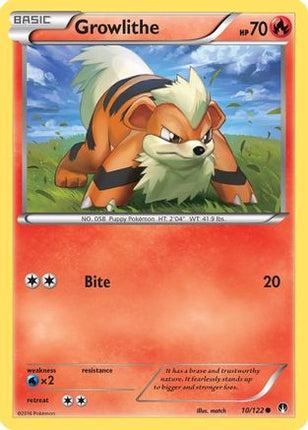 Growlithe 010/122  - Reverse Holofoil XY  BREAKpoint - Common