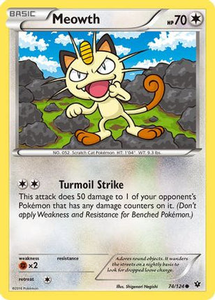 Meowth 074/124  - Reverse Holofoil XY  Fates Collide - Common