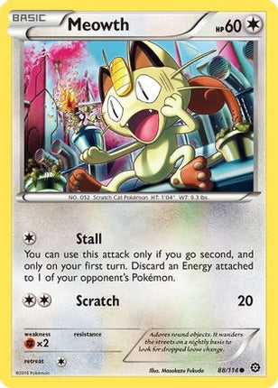 Meowth 088/114  - Reverse Holofoil XY  Steam Siege - Common