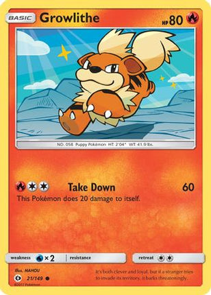 Growlithe 021/149  - Reverse Holofoil SM Base Set - Common