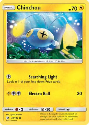 Chinchou 049/149  - Reverse Holofoil SM Base Set - Common