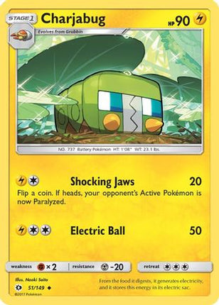 Charjabug 051/149  - Reverse Holofoil SM Base Set - Uncommon