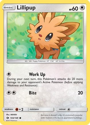 Lillipup 103/149  - Reverse Holofoil SM Base Set - Common