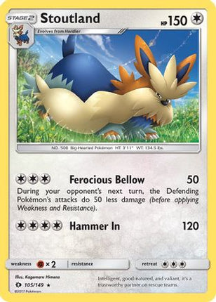 Stoutland 105/149  SM Base Set - Rare