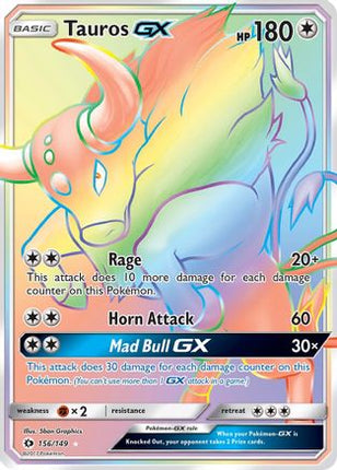 Tauros GX (Secret) 156/149  - Holofoil SM Base Set - Secret Rare