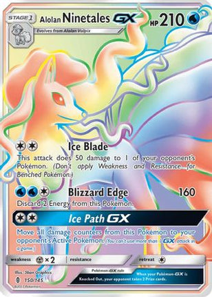 Alolan Ninetales GX (Secret) 150  - Holofoil SM  Guardians Rising - Secret Rare