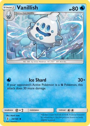 Vanillish/145  - Reverse Holofoil SM  Guardians Rising - Uncommon