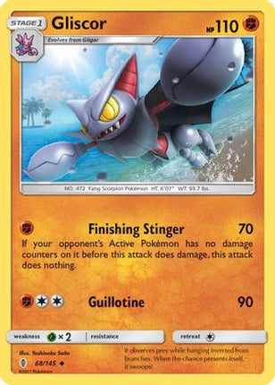 Gliscor 068/145  - Reverse Holofoil SM  Guardians Rising - Uncommon