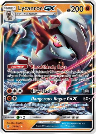Lycanroc GX 074/145  - Holofoil SM  Guardians Rising - Ultra Rare