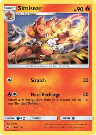 Simisear 023/147  SM  Burning Shadows - Uncommon