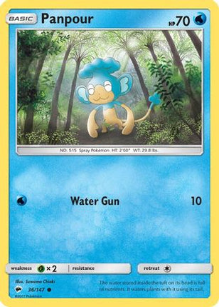 Panpour 036/147  - Reverse Holofoil SM  Burning Shadows - Common