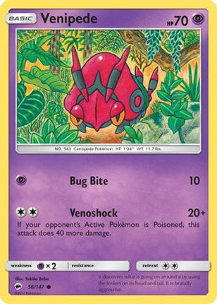 Venipede 056/147  SM  Burning Shadows - Common