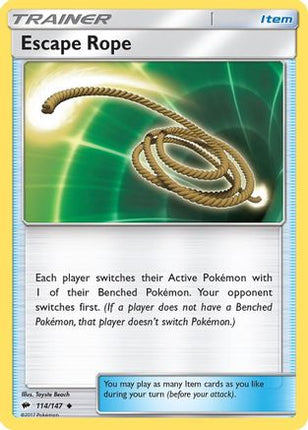 Escape Rope 114/147  - Reverse Holofoil SM  Burning Shadows - Uncommon