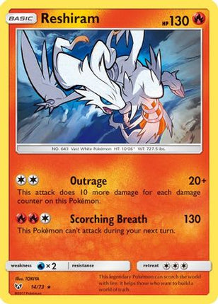 Reshiram 014/73  - Reverse Holofoil Shining Legends - Holo Rare