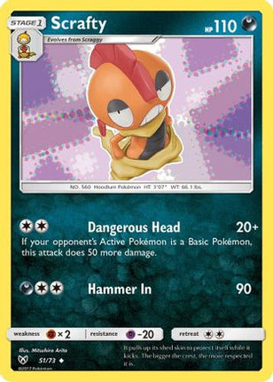 Scrafty 051/73  - Reverse Holofoil Shining Legends - Uncommon
