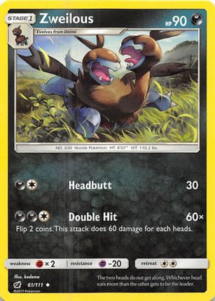 Zweilous 061/111  SM  Crimson Invasion - Uncommon