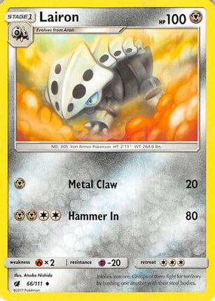 Lairon 066/111  - Reverse Holofoil SM  Crimson Invasion - Uncommon