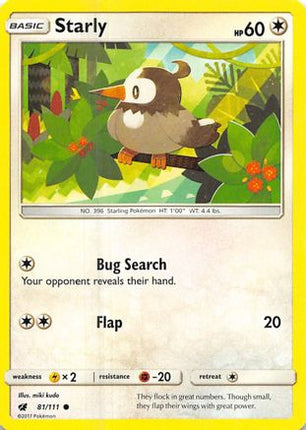 Starly 081/111  - Reverse Holofoil SM  Crimson Invasion - Common