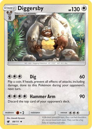Diggersby 088/111  - Reverse Holofoil SM  Crimson Invasion - Uncommon