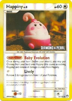 Happiny - 52/123 [Diamond & Pearl]/123  - Reverse Holofoil Burger King Promos - Promo