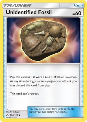 Unidentified Fossil 134/156  - Reverse Holofoil SM  Ultra Prism - Uncommon