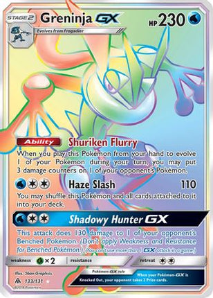 Greninja GX (Secret) 133  - Holofoil SM  Forbidden Light - Secret Rare