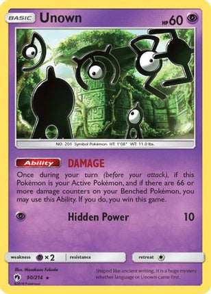 Unown (90) 090/214  SM  Lost Thunder - Rare