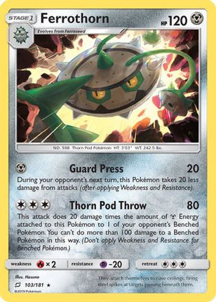 Ferrothorn/181  - Reverse Holofoil SM  Team Up - Rare