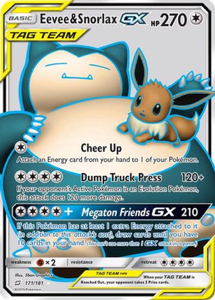 Eevee & Snorlax GX (Full Art) 171  - Holofoil SM  Team Up - Ultra Rare