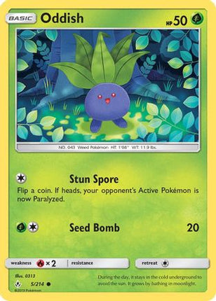 Oddish (5) 005/214  - Reverse Holofoil SM  Unbroken Bonds - Common