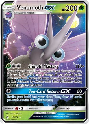 Venomoth GX 012/214  - Holofoil SM  Unbroken Bonds - Ultra Rare