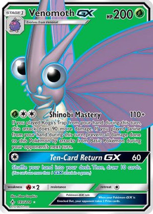 Venomoth GX (Full Art) 193  - Holofoil SM  Unbroken Bonds - Ultra Rare