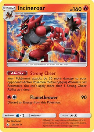 Incineroar 029/214  - Reverse Holofoil SM  Unbroken Bonds - Rare