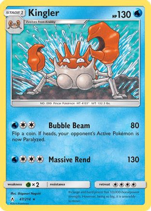 Kingler/214  - Reverse Holofoil SM  Unbroken Bonds - Rare