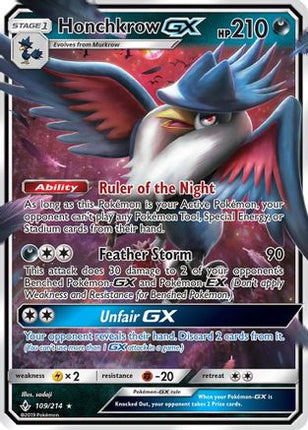 Honchkrow GX 109/214  - Holofoil SM  Unbroken Bonds - Ultra Rare