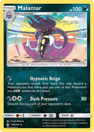 Malamar 119/214  - Reverse Holofoil SM  Unbroken Bonds - Holo Rare