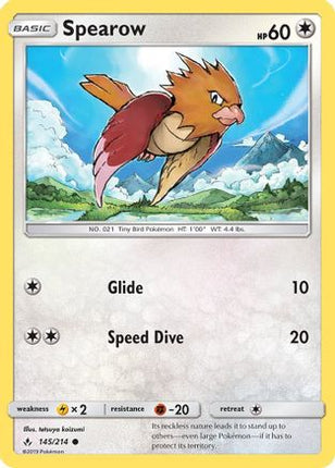 Spearow 145/214  - Reverse Holofoil SM  Unbroken Bonds - Common