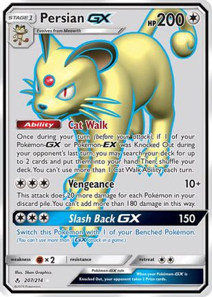 Persian GX (Full Art) 207/214  - Holofoil SM  Unbroken Bonds - Ultra Rare