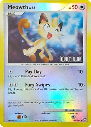 Meowth 106/146  - Reverse Holofoil Burger King Promos - Promo