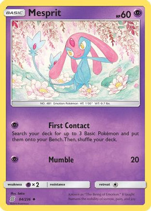 Mesprit 084/236  - Reverse Holofoil SM  Unified Minds - Uncommon
