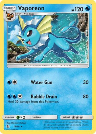 Vaporeon 018/68  - Holofoil Hidden Fates - Holo Rare